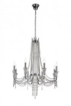 Ceiling Chandelier Pendant 8 Light E14 Polished Chrome, Crystal