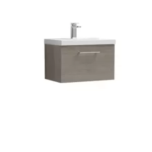 Nuie Arno 600mm Wall Hung 1 Drawer Vanity & Thin-Edge Basin Solace Oak