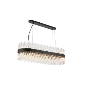 Lysander 24 Light G9, Ceiling Pendant Oblong, Satin Black, Clear Item Weight: 22.65kg