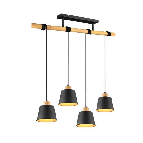 Harris Vintage 4 Light Bar Pendant Ceiling Light Black Matt