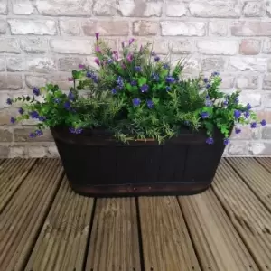 Oakwood Black Wooden Effect Garden Barrel Trough Planter 57.5cm W