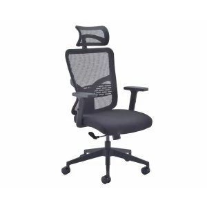 TC Office Kempes Highback Mesh Task Chair with Headrest, Black