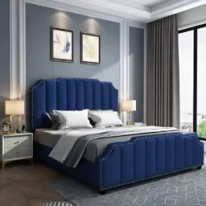 Arnold Bed Double Plush Velvet Blue