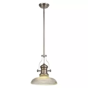 Luminosa Lighting - Telescopic Dome Ceiling Pendant E27 With 30cm Round Glass Shade, Polished Nickel, Clear