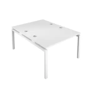 Telescopic Sliding 6 Person White Bench with Cable Port - 1200 X 800 - White Frame