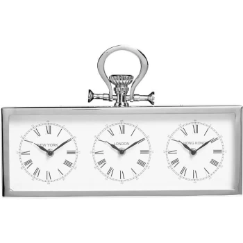 Hotel Collection Silver 3 face clock - Silver