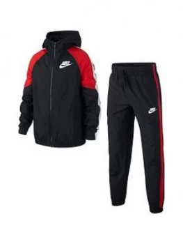 Nike Sportswear Older Boys Woven Tracksuit - Black/Red