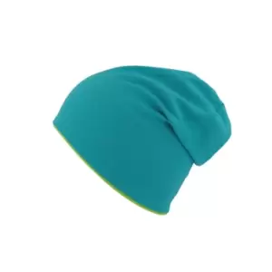 Atlantis Extreme Reversible Jersey Slouch Beanie (One Size) (Turquoise/Safety Green)