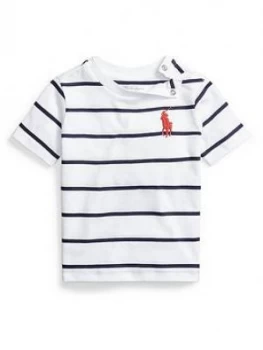 Ralph Lauren Baby Boys Short Sleeve Big Pony Stripe T-Shirt - White