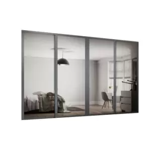 Shaker 4 Door Sliding Wardrobe Kit Mirror with Graphite Frame (W)2898 x (H)2260mm