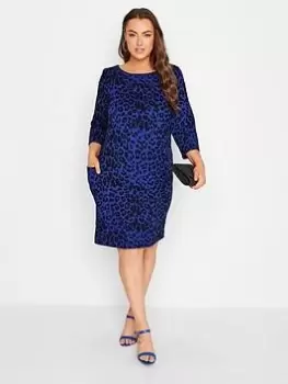 Yours Knitted Jacquard Animal Dress - Blue, Size 20, Women