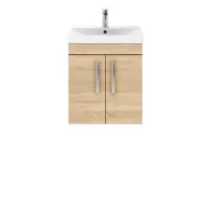 Nuie Athena 500 Wall Hung 2-door Vanity & Thin-edge Basin - Natural Oak