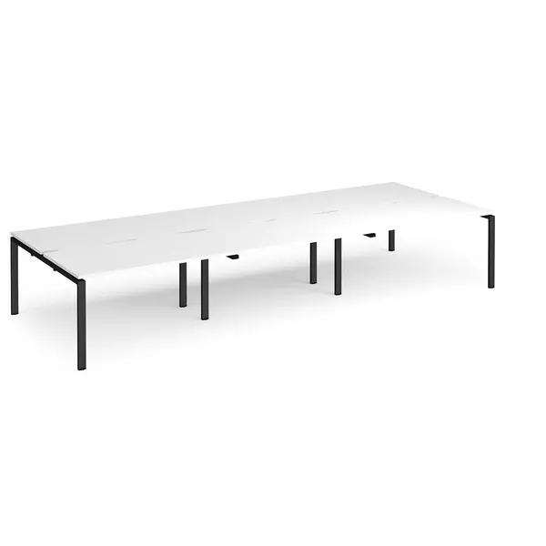 Adapt 6 Person Bench Office Desk - 4200mmx1600mm - Black - White