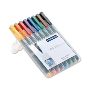 Staedtler Lumocolor 318 0.6mm Permanent Universal Pen Assorted Colours 1 x Wallet of 8