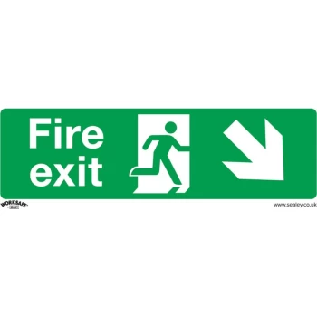 Safety Sign - Fire Exit (Down Right) - Self-Adhesive Vinyl - Sealey