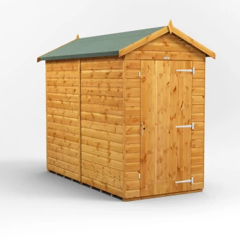 8x4 Power Windowless Apex Garden Shed - Brown