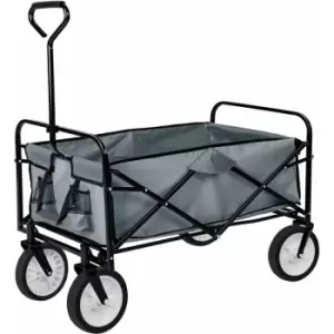 Foldable garden trolley w/ 80kg load capacity - garden cart, beach trolley, trolley cart - grey - grey