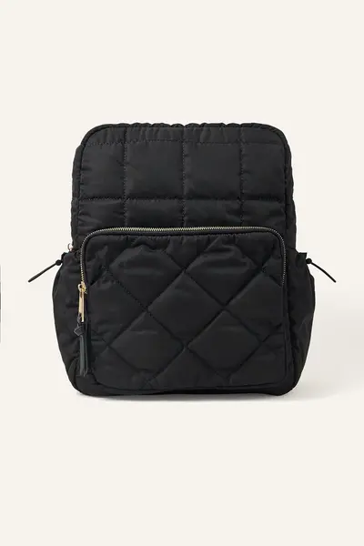 Accessorize Quilted Nylon Laptop Backpack Black