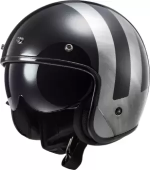 LS2 OF601 Bob Lines Jet Helmet, black-silver, Size L, black-silver, Size L