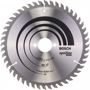 Bosch Optiline Wood Cutting Saw Blade 190mm 48T 30mm