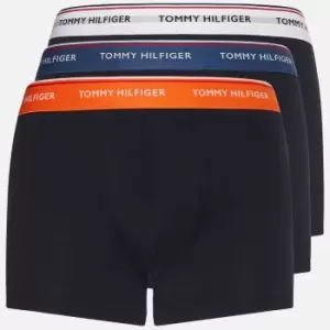 Tommy Hilfiger Mens 3 Pack Contrast Waistband Trunks - Petrol Blue/Cypress Orange/White - M