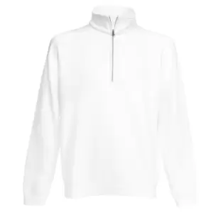 Fruit Of The Loom Mens Zip Neck Sweatshirt Top (S) (White)