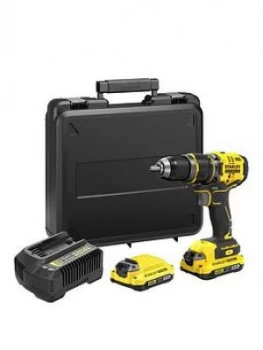 Stanley Fatmax Sfmcd721D2K-Gb V20 18V Lithium Ion Brushless Combi Hammer Drill With, 2X 2.0Ah Batteries & Kit Box