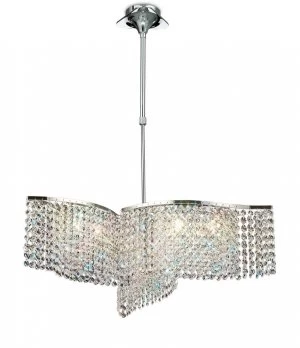 Ceiling Pendant Semi-Flush Convertible 3 Arm 6 Light Polished Chrome, Crystal