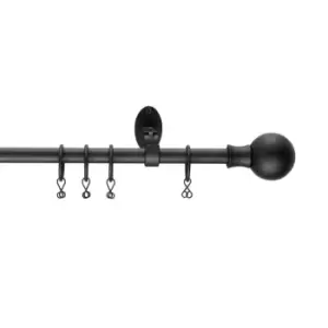 Melrose Textiles Homemaker 110-300cm Extendable Black Curtain Ball Pole