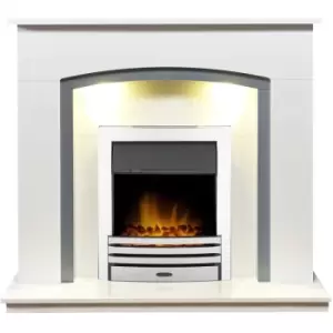 Adam - Tuscany Fireplace in Pure White & Grey with Eclipse Electric Fire in Chrome, 48 Inch