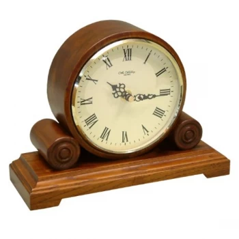 Barrel Rounded Mantel Clock - Walnut Effect