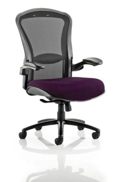 Houston Houston Heavy Duty Task Operator Chair Black Mesh Back Bespoke Seat In Purple KCUP0997