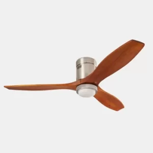 Stem 3 Blade 137cm Ceiling Fan with Light For Life LED Light Satin Nickel, Brown