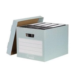 Fellowes Bankers Box A4/Foolscap Storage Box Stackable Green/White - Pack of 4 Storage Boxes