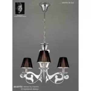 Acanto round suspension 3 E14 bulbs, polished chrome with Black lampshades