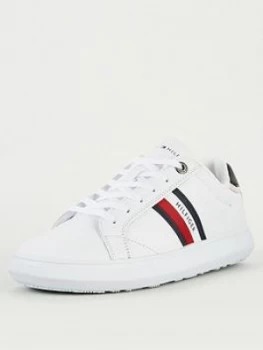 Tommy Hilfiger Essential Leather Cupsole Trainers, White, Size 10, Men