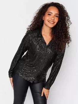 M&Co Sequin Shirt - Black, Size 10, Women