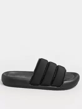 Yours Wide Fit Padded Slider - Black, Size 7E, Women