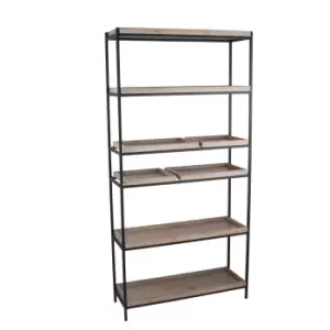 Houston 5-Shelf Natural Wood Veneer + Black Metal Shelving Unit Natural/Black