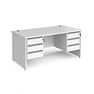 Dams International Straight Desk with White MFC Top and Silver Frame Panel Legs and 2 x 3 Lockable Drawer Pedestals Contract 25 1600 x 800 x 725mm