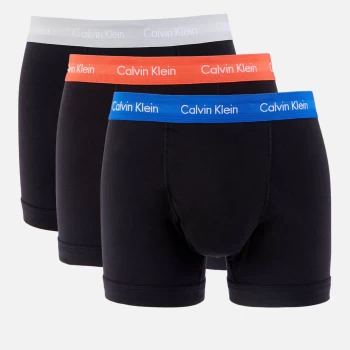 Calvin Klein Mens 3 Pack Trunk Boxer Shorts - Royalty/Grey/Exotic Coral - XL