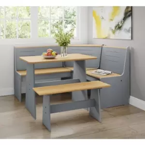 Latham Corner Wooden Dining Table - Grey & Honey V2