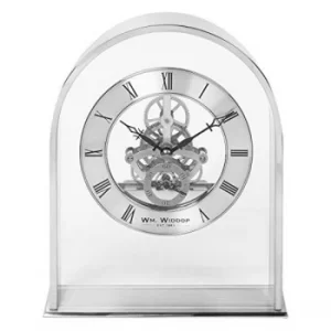 Silver Arch Mantel Clock with Skeleton Mvmnt