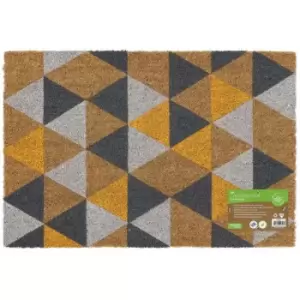 Eco-Friendly Colour Pattern Latex Backed Coir Entrance Door Mat, Geometric Design