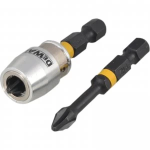 DEWALT Impact Torsion Bit and Magnetic Screwlock Sleeve PH2 50mm Pack of 2