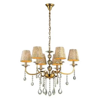 Pantheon 6 Light Multi Arm Chandelier Gold Finish, E14