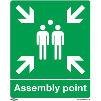 SS37P10 Safe Conditions Safety Sign - Assembly Point - Rigid Plastic - Pack of 10 - Sealey