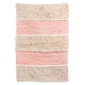 Sass & Belle Pink Scandi Boho Tufted Stripe Rug