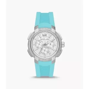 Michael Kors Womens Sidney Multifunction Turquoise Silicone Watch - Blue