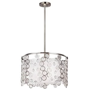 3 Light Round Ceiling Pendant Polished Nickel, E27